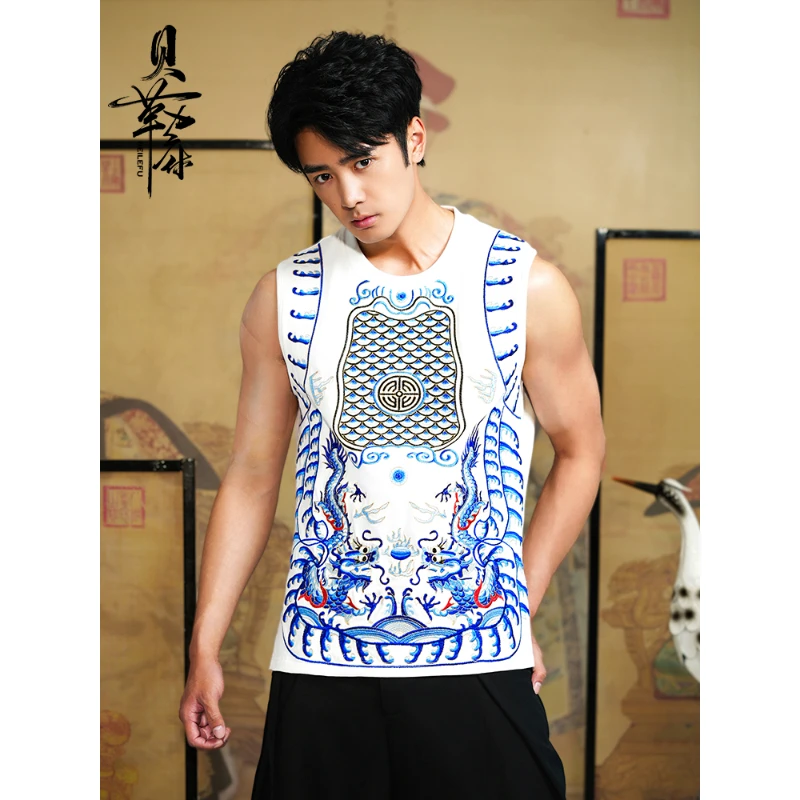 Chinese Style Dragon Pattern Embroidered Summer White Vest National Trend Sleeveless T Shirt White
Chinese Style Dragon Pattern Embroidered Summer White Vest National Trend Sleeveless T Shirt White