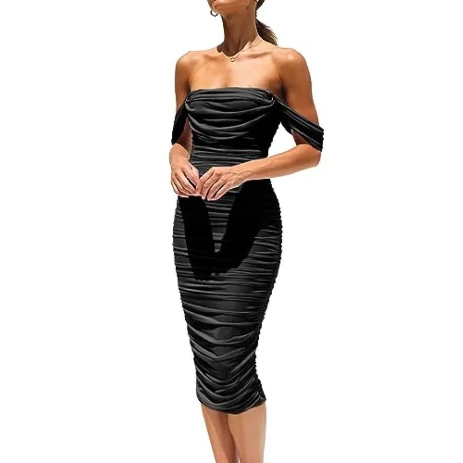 Summer Wedding Guest Dresses for Women 2026 Off the Shoulder Ruched Bodycon Spring Midi Cocktail Party Dress
Summer Wedding Guest Dresses for Women 2026 Off the Shoulder Ruched Bodycon Spring Midi Cocktail Party Dress