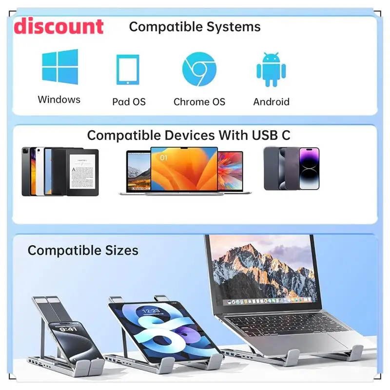 Отличное качество-Восемь в одном USB C Док-станция для ноутбука Подставка USB C-концентратор Регулируемая подставка для ноутбука 10-17 дюймов Портативный дизайн для
Отличное качество-Восемь в одном USB C Док-станция для ноутбука Подставка USB C-концентратор Регулируемая подставка для ноутбука 10-17 дюймов Портативный дизайн для