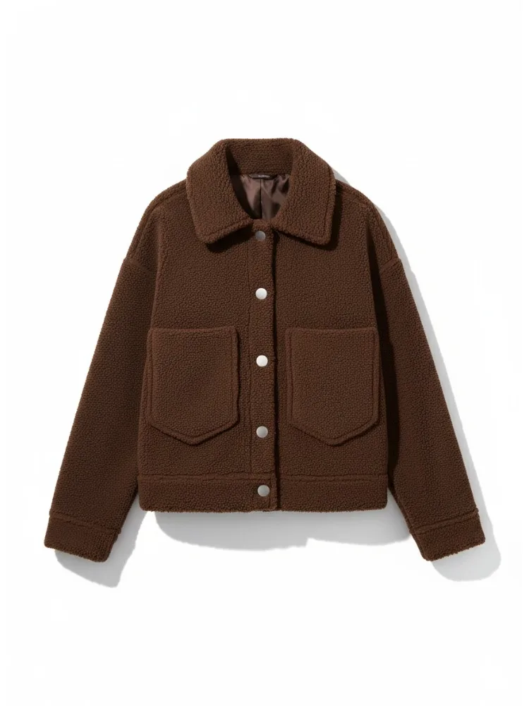 Onecozyday Women's Brown Teddy Sherpa Jacket Lapel Collar Long Sleeve Snap Buttons Coat 2025 Autumn Winter Casual Outerwears
Onecozyday Women's Brown Teddy Sherpa Jacket Lapel Collar Long Sleeve Snap Buttons Coat 2025 Autumn Winter Casual Outerwears