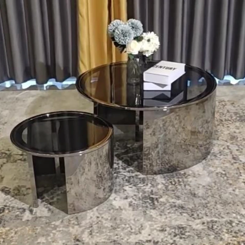 Italian minimalist stainless steel coffee table size combination tea table living room household
Italian minimalist stainless steel coffee table size combination tea table living room household