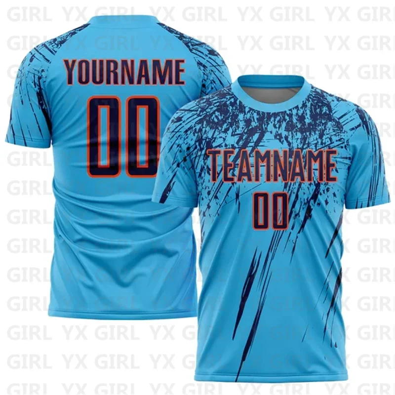Custom Sky Blue Navy-Orange Sublimation Soccer Uniform Jersey Personlized Team name and you name number T-Shirts
Custom Sky Blue Navy-Orange Sublimation Soccer Uniform Jersey Personlized Team name and you name number T-Shirts