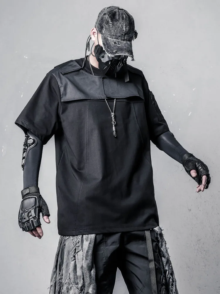 Dark Punk Techwear Style Streetwear Short-Sleeved T-shirt Men's Summer Half Sleeve Avant-Garde Design Stitching
Dark Punk Techwear Style Streetwear Short-Sleeved T-shirt Men's Summer Half Sleeve Avant-Garde Design Stitching
