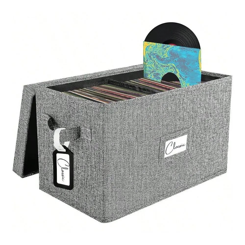 Record Storage Box For 7 45 RPM LPs Grey Case With Lid Holds To 80 Albums CD Crate Play Music Collection Holder Collapsible
Record Storage Box For 7 45 RPM LPs Grey Case With Lid Holds To 80 Albums CD Crate Play Music Collection Holder Collapsible