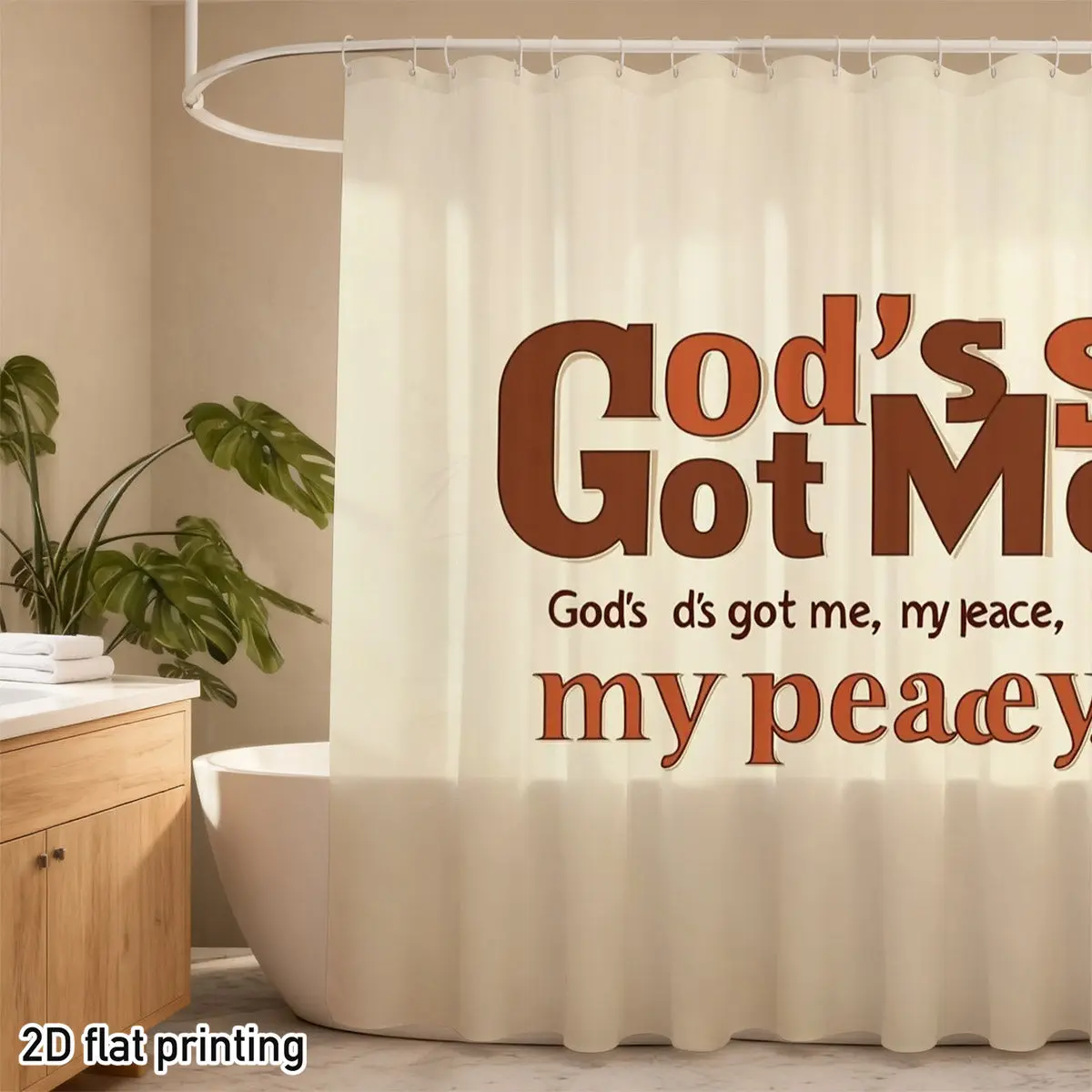 Faith-Inspired "God’s Got Me" Shower Curtain Cream Background Bold Brown Typography Polyester Bathroom Decor
Faith-Inspired "God’s Got Me" Shower Curtain Cream Background Bold Brown Typography Polyester Bathroom Decor