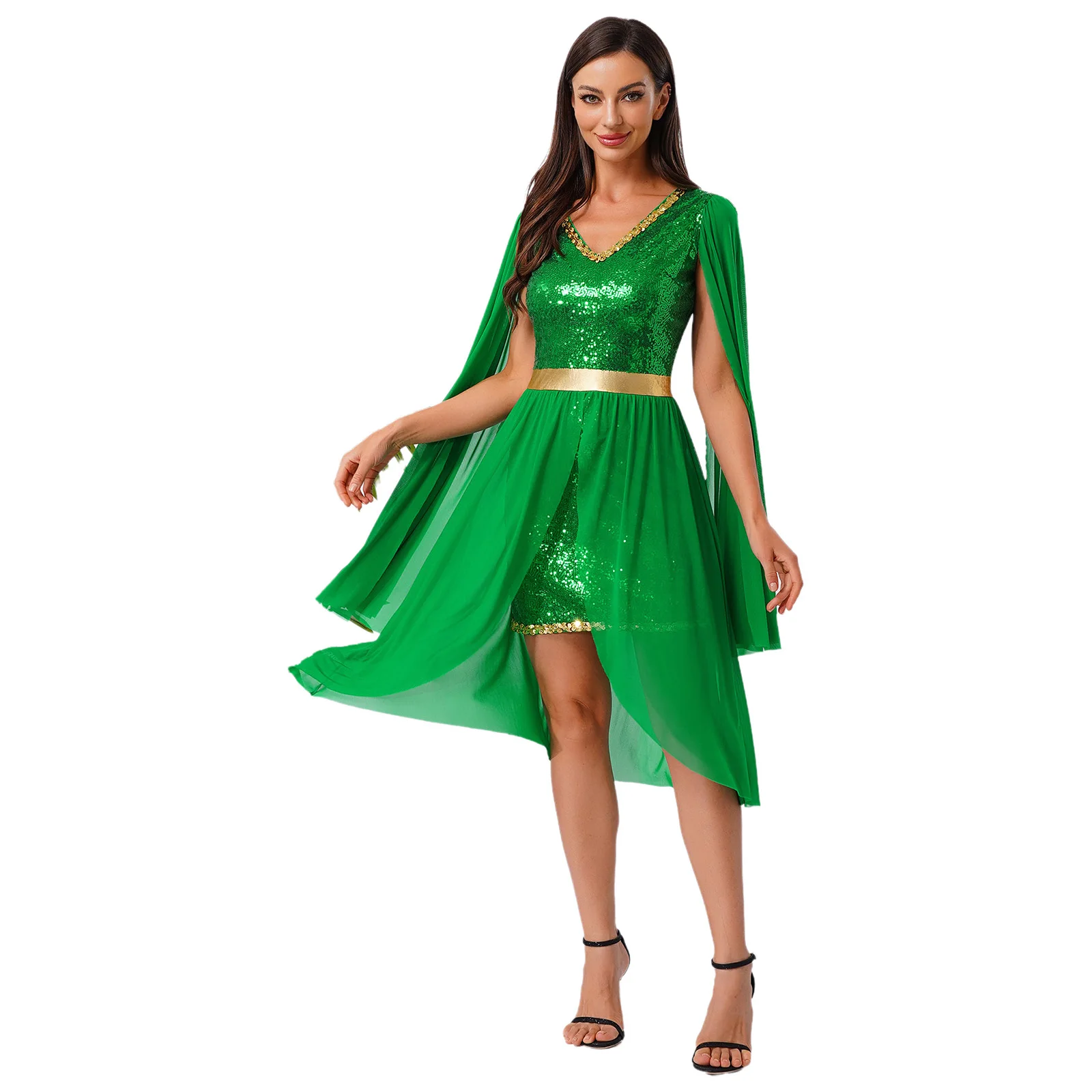 Women Princess Fairy Cosplay Dress Butterfly Forest Elf Halloween Costume Sleeveless Shiny Sequin Overlay Dress Party Dancewear
Women Princess Fairy Cosplay Dress Butterfly Forest Elf Halloween Costume Sleeveless Shiny Sequin Overlay Dress Party Dancewear