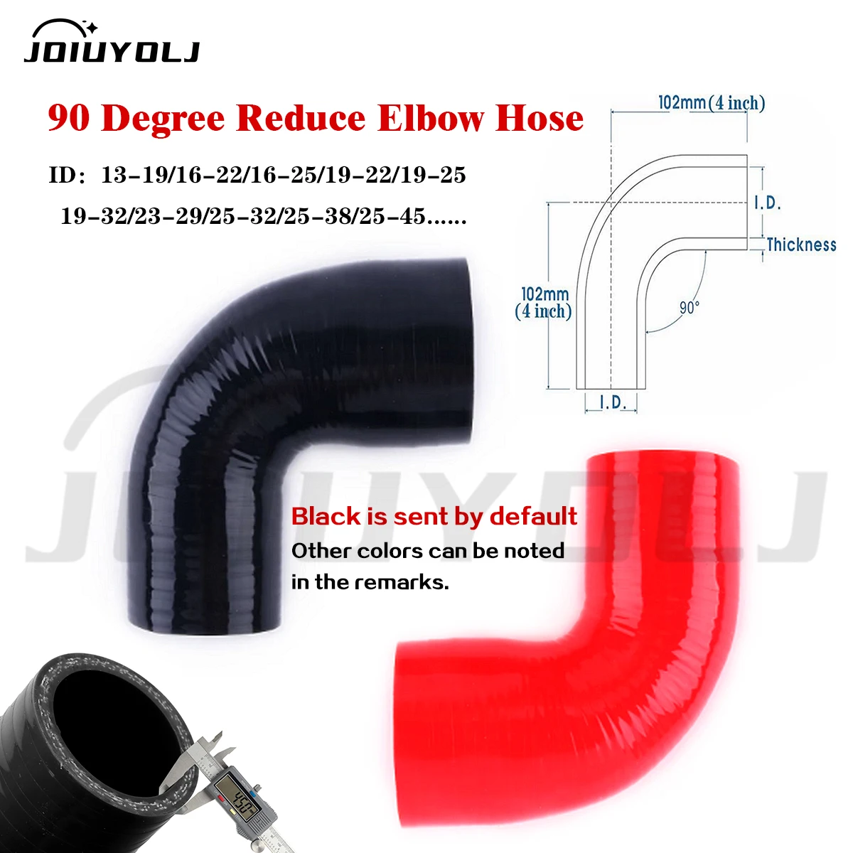 3PLY 102mm Length 90 Degree Reduce Elbow Silicone Coolant Intercooler Hose ID 13 16 19 23 25 28 30 32 34 35 36 38 44 mm
3PLY 102mm Length 90 Degree Reduce Elbow Silicone Coolant Intercooler Hose ID 13 16 19 23 25 28 30 32 34 35 36 38 44 mm