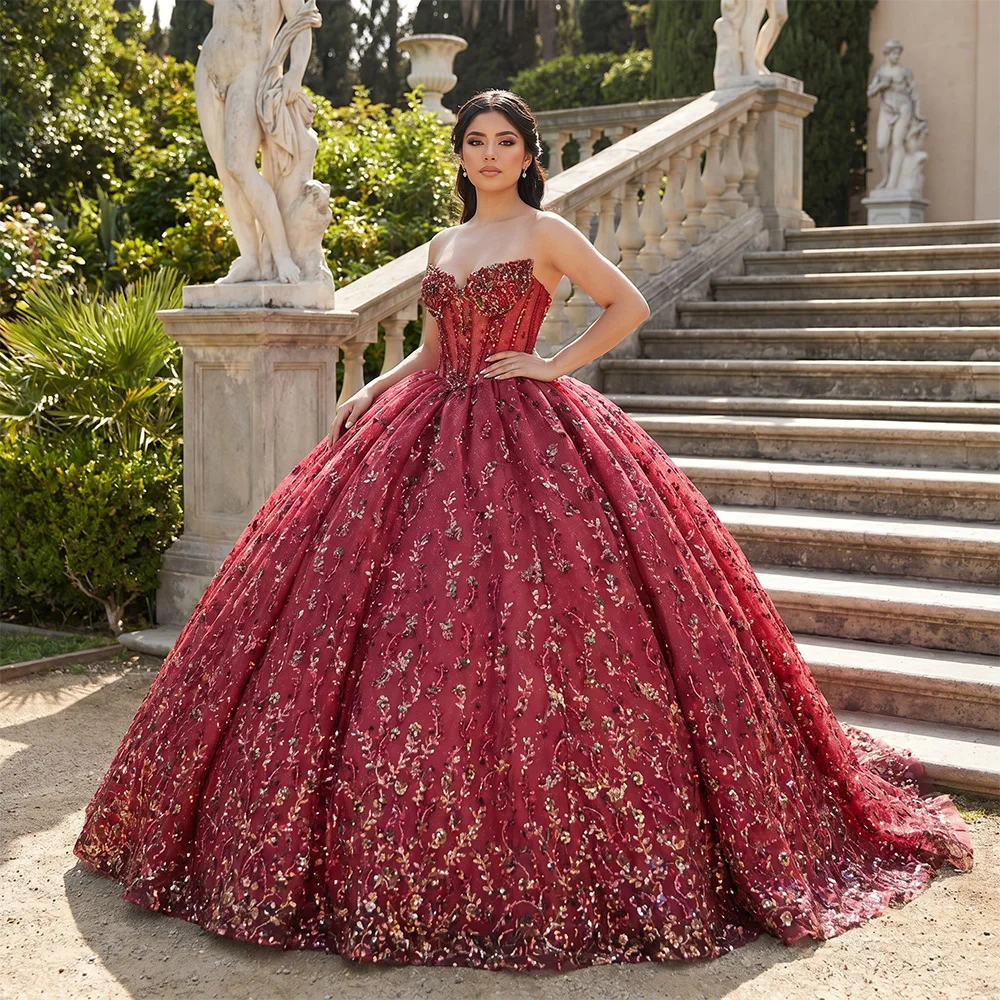 Customized 2026 Quinceanera Dresses Sparkly Crystal Ball Gown Strapless Beading Organza Sweet Style vestidos de 15 quinceañeras
Customized 2026 Quinceanera Dresses Sparkly Crystal Ball Gown Strapless Beading Organza Sweet Style vestidos de 15 quinceañeras