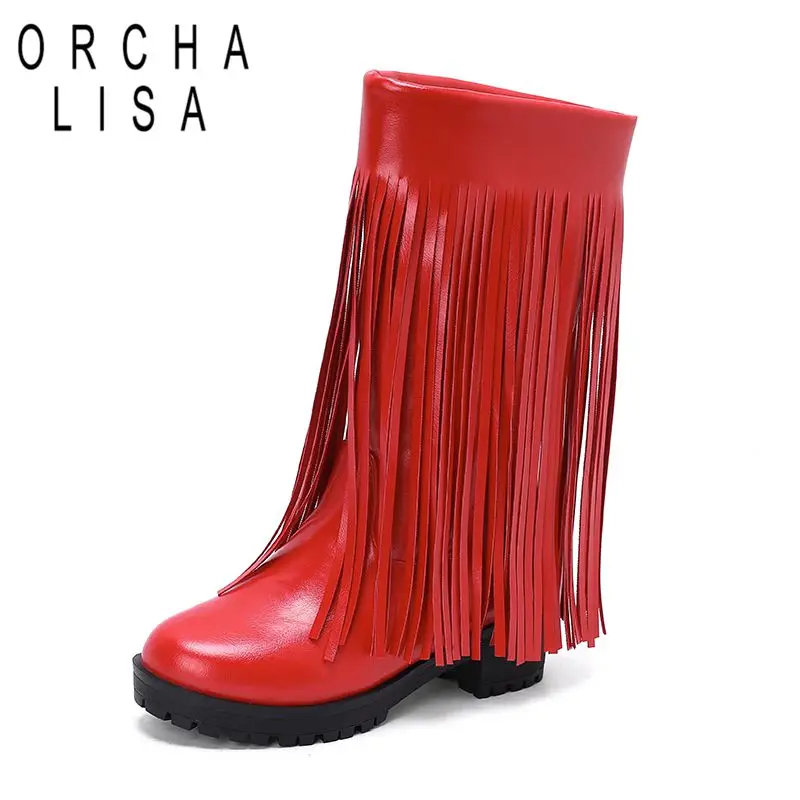 ORCHA LISA Новые блестящие женские сапоги до середины икры с круглым носком на блочном каблуке 4,5 см с кисточками, большие размеры 41 42 43 Зимние модные ботильоны на каждый день
ORCHA LISA Новые блестящие женские сапоги до середины икры с круглым носком на блочном каблуке 4,5 см с кисточками, большие размеры 41 42 43 Зимние модные ботильоны на каждый день