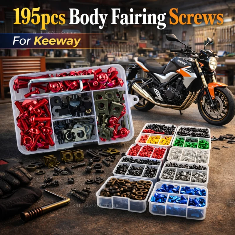 195pcs Motorcycle Fairing Bolts Body Screws Nuts For Keeway RKF RKV RKS K /X Light Superlight 125 200 Kit Aluminum CNC Fasteners
195pcs Motorcycle Fairing Bolts Body Screws Nuts For Keeway RKF RKV RKS K /X Light Superlight 125 200 Kit Aluminum CNC Fasteners