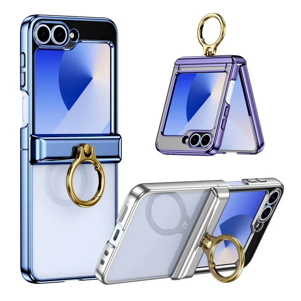 Luxury Electroplated Transparent For Samsung Z Flip 6 5 Case Folding Hinge Rotating Ring Holder Shockproof Protection Hard Cover
Luxury Electroplated Transparent For Samsung Z Flip 6 5 Case Folding Hinge Rotating Ring Holder Shockproof Protection Hard Cover