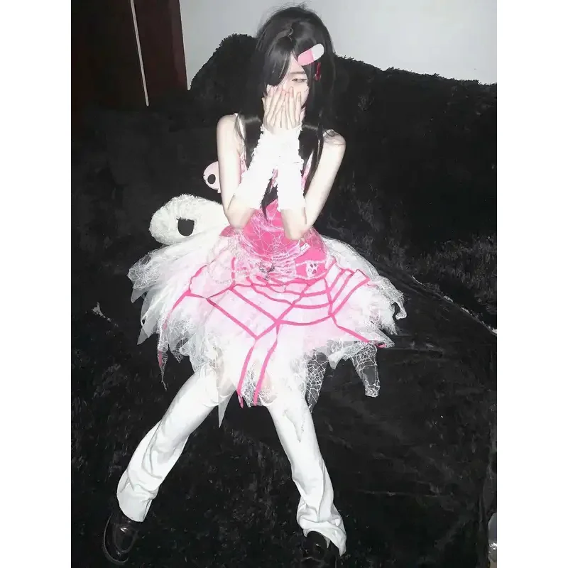 Ballet Barbi Pink Subculture Dark Lace Heavy Industry Spider Girl Creative Cutting Half Skirt Spider Web Dancing Dress
Ballet Barbi Pink Subculture Dark Lace Heavy Industry Spider Girl Creative Cutting Half Skirt Spider Web Dancing Dress
