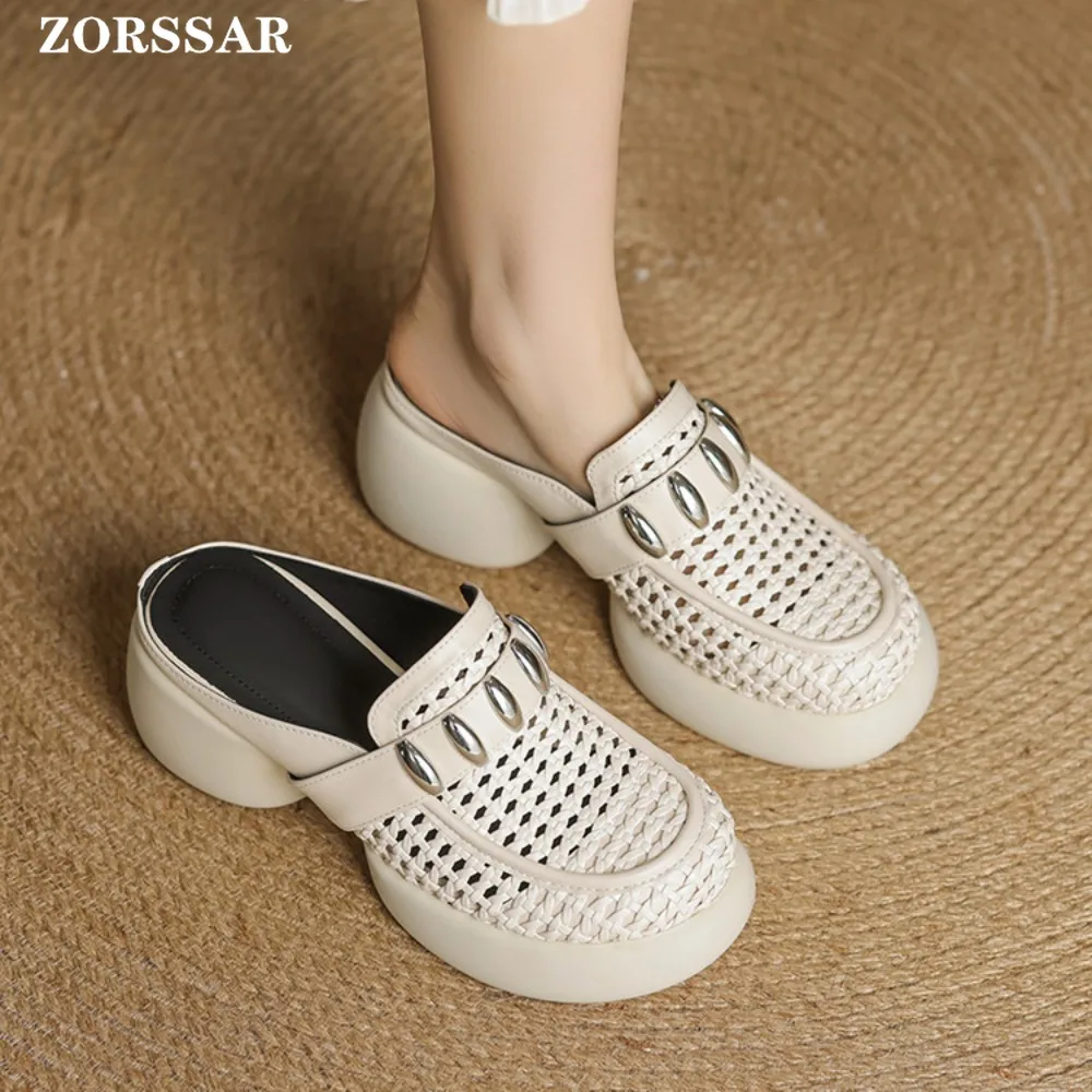 Brand New Ladies Genuine Leather Mules Fashion Chunky High Heel Summer Hollow Out Baotou Slippers Women 2025 Casual Woman Slides
Brand New Ladies Genuine Leather Mules Fashion Chunky High Heel Summer Hollow Out Baotou Slippers Women 2025 Casual Woman Slides