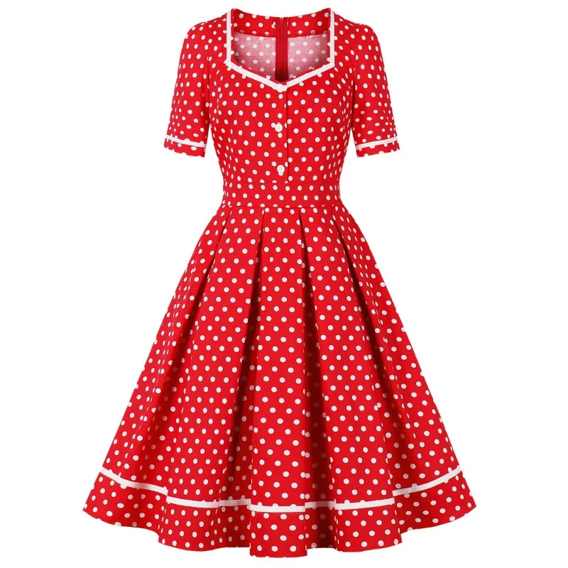Hepburn Women's Vintage Polka Dot Print Pleated Dress 2025 New Casual Sweetheart Neck Button Up 1950s 60s Style Elegant Dresses
Hepburn Women's Vintage Polka Dot Print Pleated Dress 2025 New Casual Sweetheart Neck Button Up 1950s 60s Style Elegant Dresses