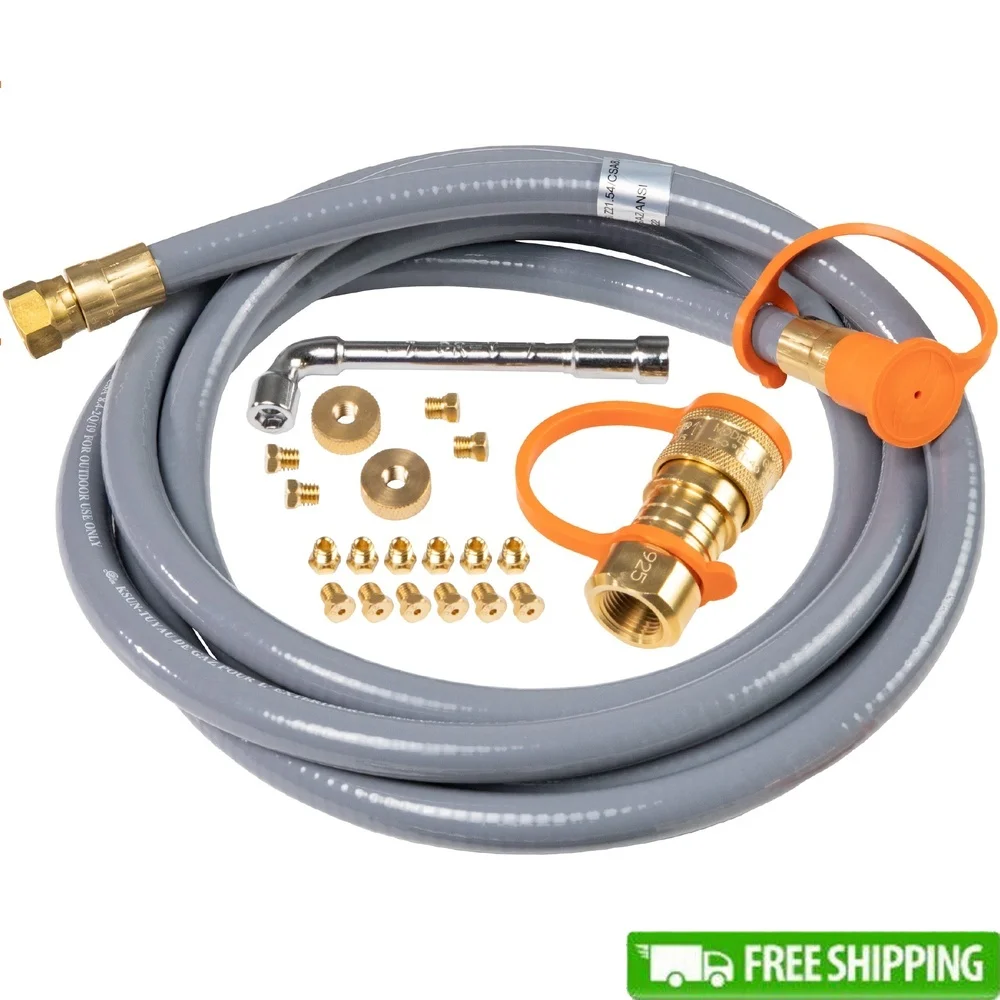 Propane to Natural Gas Conversion Kit 10ft Hose Quick Connect Fittings 16 Orifices Thread Check Gauges Wrench Griddles
Propane to Natural Gas Conversion Kit 10ft Hose Quick Connect Fittings 16 Orifices Thread Check Gauges Wrench Griddles