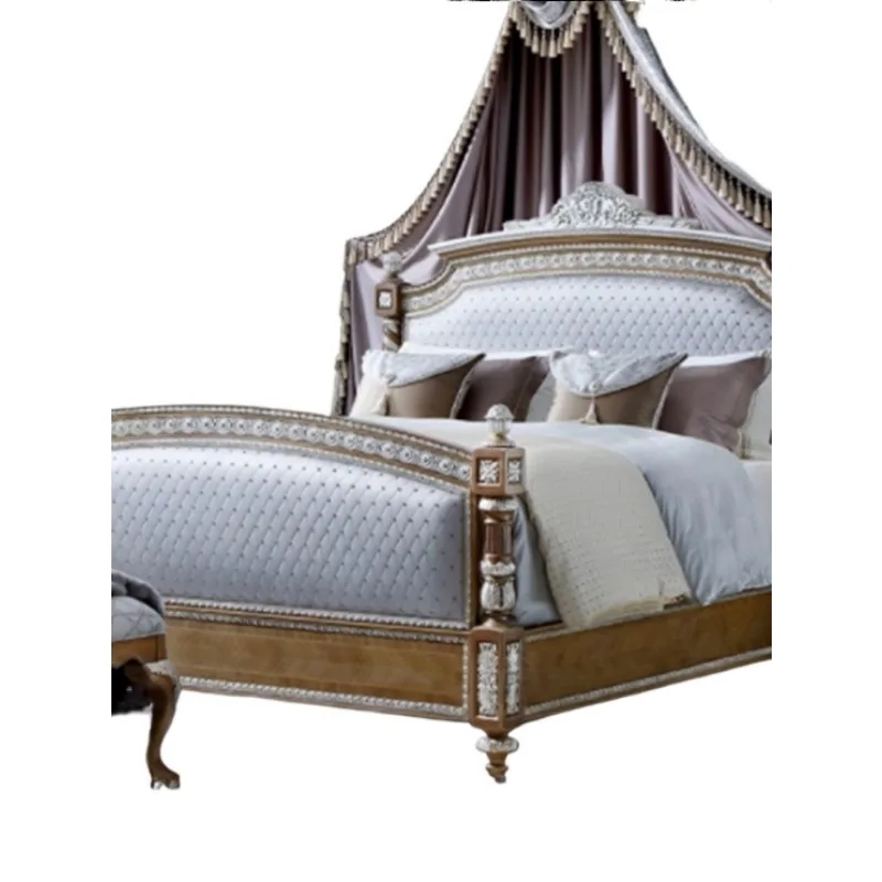 British American solid wood carving flower bed, European luxury villa fabric double bed home
British American solid wood carving flower bed, European luxury villa fabric double bed home