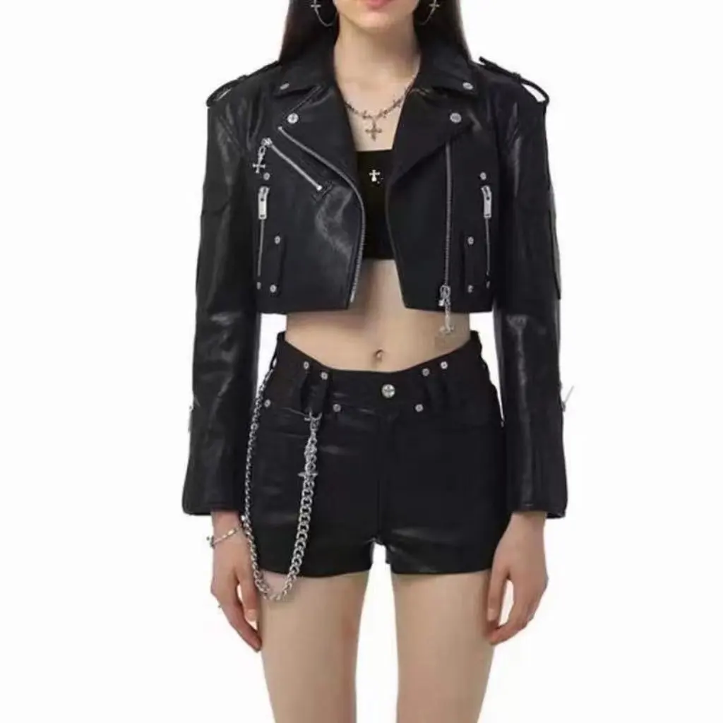 Women's Cool Sa Hot Girl Motorcycle Leather Jacket Slim Fit Short Fashion Autumn New Street PU Leather Coat
Women's Cool Sa Hot Girl Motorcycle Leather Jacket Slim Fit Short Fashion Autumn New Street PU Leather Coat