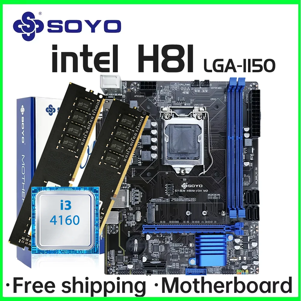 Комплект материнской платы SOYO H81, поддержка оперативной памяти DDR3 8G*2, процессор i3 4160, LGA 1150, поддержка I3 I5 I7, M.2, VGA, HDMI-совместимая игровая материнская плата
Комплект материнской платы SOYO H81, поддержка оперативной памяти DDR3 8G*2, процессор i3 4160, LGA 1150, поддержка I3 I5 I7, M.2, VGA, HDMI-совместимая игровая материнская плата
