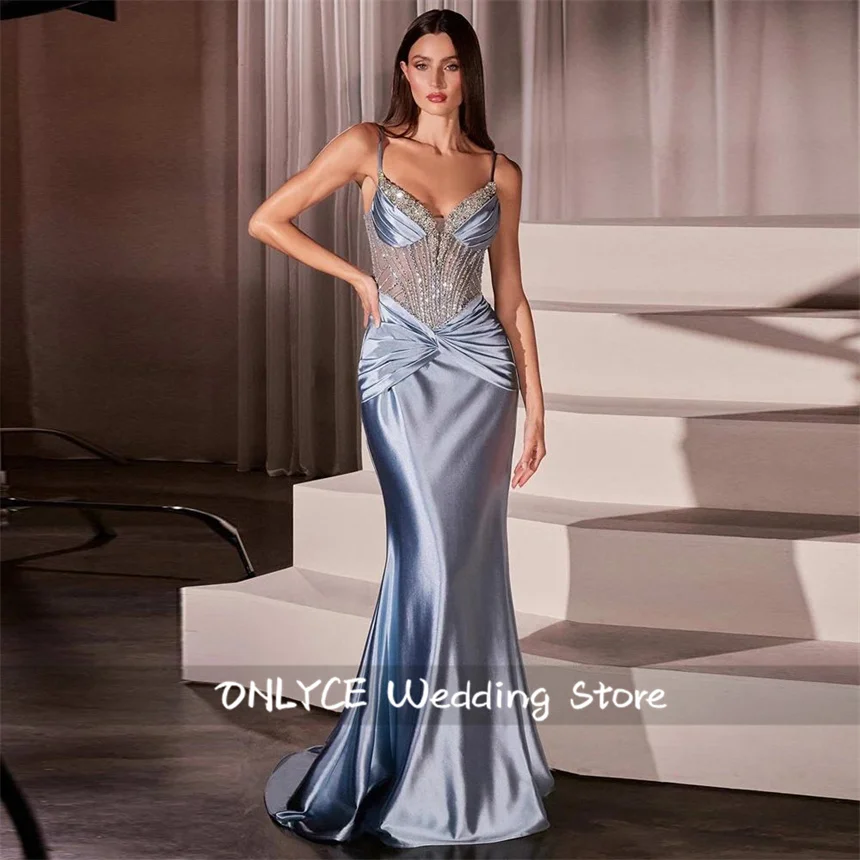 2025 Glitter Blue Beading Mermaid Evening Dress Crystals Straps Formal Prom Party Wedding Gowns Vestidos Customized
2025 Glitter Blue Beading Mermaid Evening Dress Crystals Straps Formal Prom Party Wedding Gowns Vestidos Customized