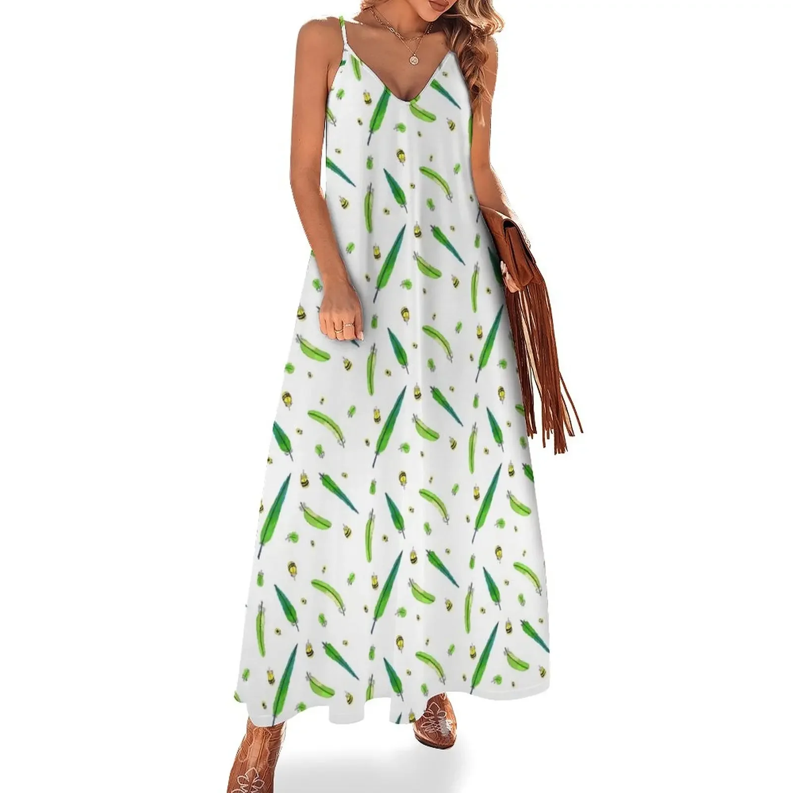 Green Budgie Feathers Sleeveless Dress loose women's dress summer women's suit loose summer dress woman
Green Budgie Feathers Sleeveless Dress loose women's dress summer women's suit loose summer dress woman