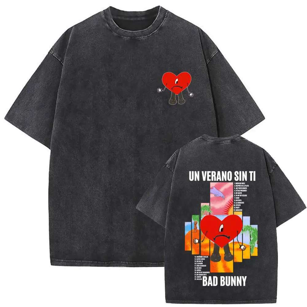 Washed Vintage Rapper Bad Bunny Un Verano Sin Ti Album Graphic T-shirt Men Women Hip Hop Fashion Pop Music T Shirts Streetwear
Washed Vintage Rapper Bad Bunny Un Verano Sin Ti Album Graphic T-shirt Men Women Hip Hop Fashion Pop Music T Shirts Streetwear