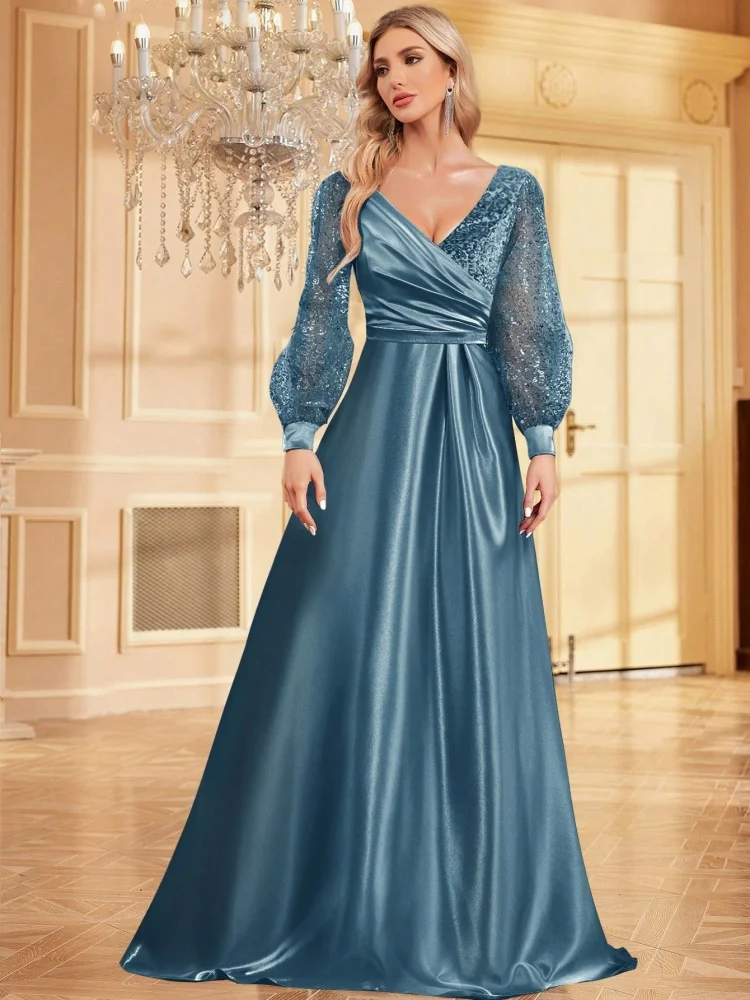 Luxury Blue V-Neck SequinS Evening Dress 2025 Elegant Women Party Maxi Dress Long Sleeve Cocktail Dress Prom Graduation Gowns
Luxury Blue V-Neck SequinS Evening Dress 2025 Elegant Women Party Maxi Dress Long Sleeve Cocktail Dress Prom Graduation Gowns