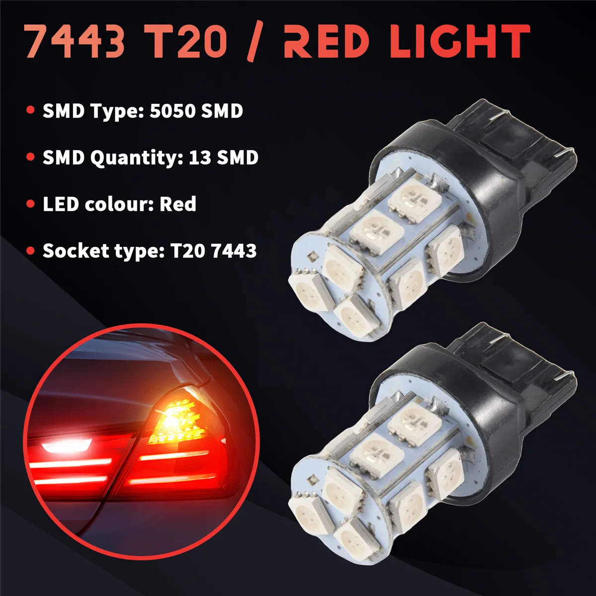 2 красных T20 7443 380 W21/5 Вт для автомобиля 13 SMD 5050 светодиодные стоп-сигналы тормоза и поворота лампы G
2 красных T20 7443 380 W21/5 Вт для автомобиля 13 SMD 5050 светодиодные стоп-сигналы тормоза и поворота лампы G