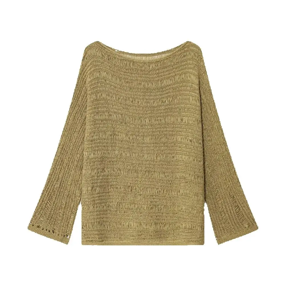 Осенний новый продукт в европейском и американском стиле, женский свободный вязаный свитер с длинными рукавами и одним воротником
Осенний новый продукт в европейском и американском стиле, женский свободный вязаный свитер с длинными рукавами и одним воротником