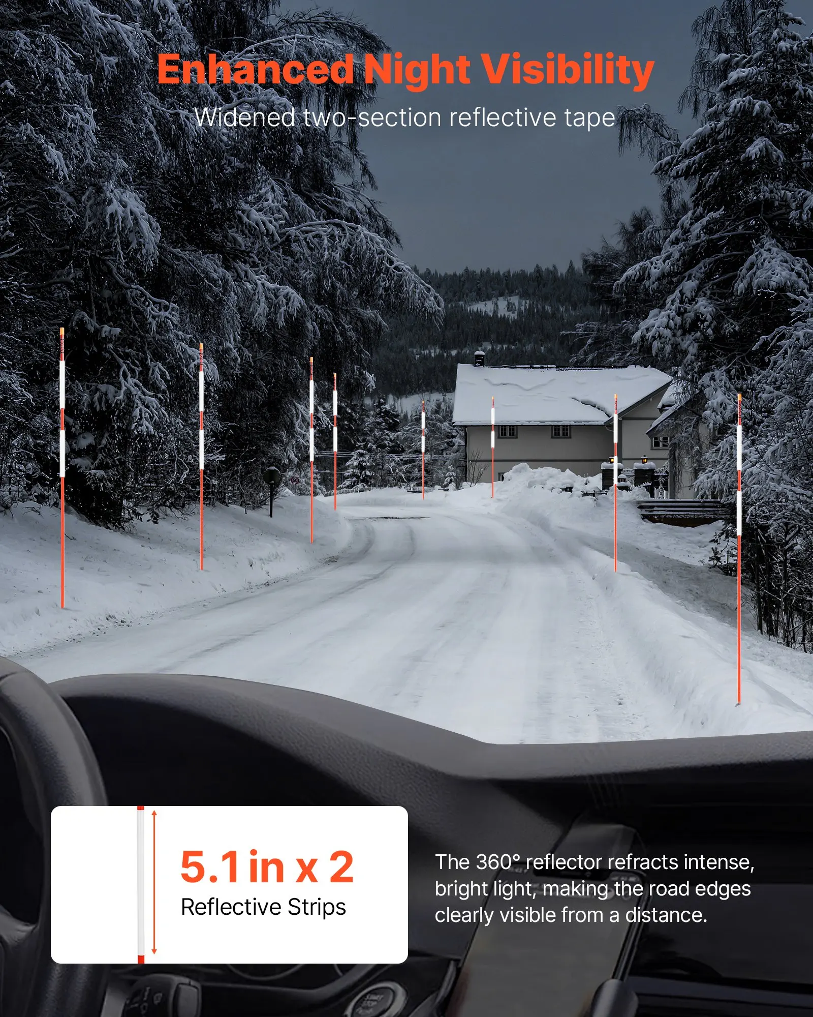 200Pcs Reflective Driveway Markers 1/4' Dia 48 In Snow Stakes Reflectors Orange
200Pcs Reflective Driveway Markers 1/4' Dia 48 In Snow Stakes Reflectors Orange