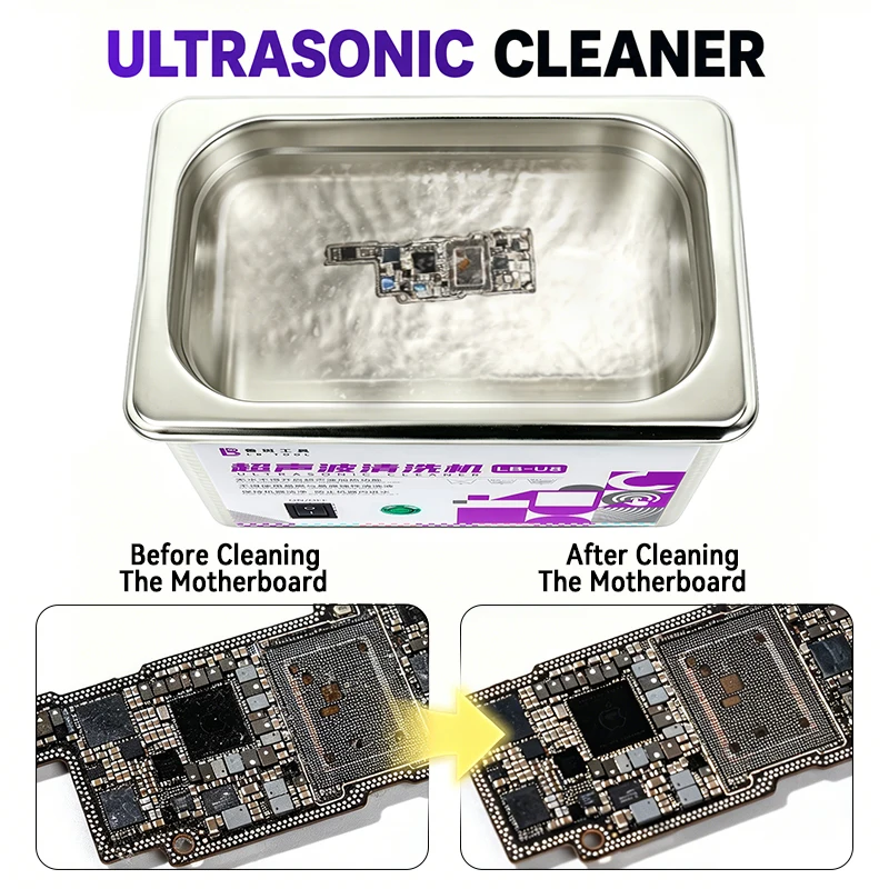 LB TOOL Ultrasonic Cleaner 304 Stainless Steel Degassing Time Control for Phone Motherboard IC Chip Deep Cleaning
LB TOOL Ultrasonic Cleaner 304 Stainless Steel Degassing Time Control for Phone Motherboard IC Chip Deep Cleaning