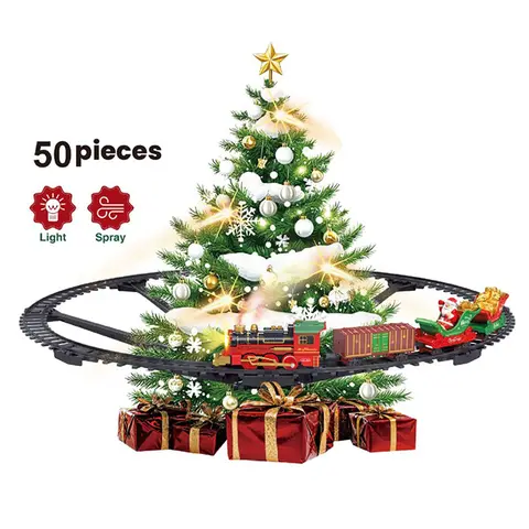 Christmas Series Classical Remote Control Small Train Track Electric Steam Track Train Model Lights Children's Holiday Gifts