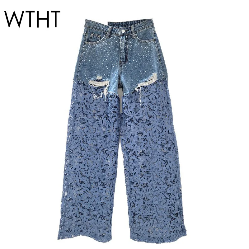 WTHT New Trendy Women's Spliced Lace Hole Diamonds Straight Jeans 2025 Summer Fashion High Waist Denim Pants Female 1LS2241
WTHT New Trendy Women's Spliced Lace Hole Diamonds Straight Jeans 2025 Summer Fashion High Waist Denim Pants Female 1LS2241