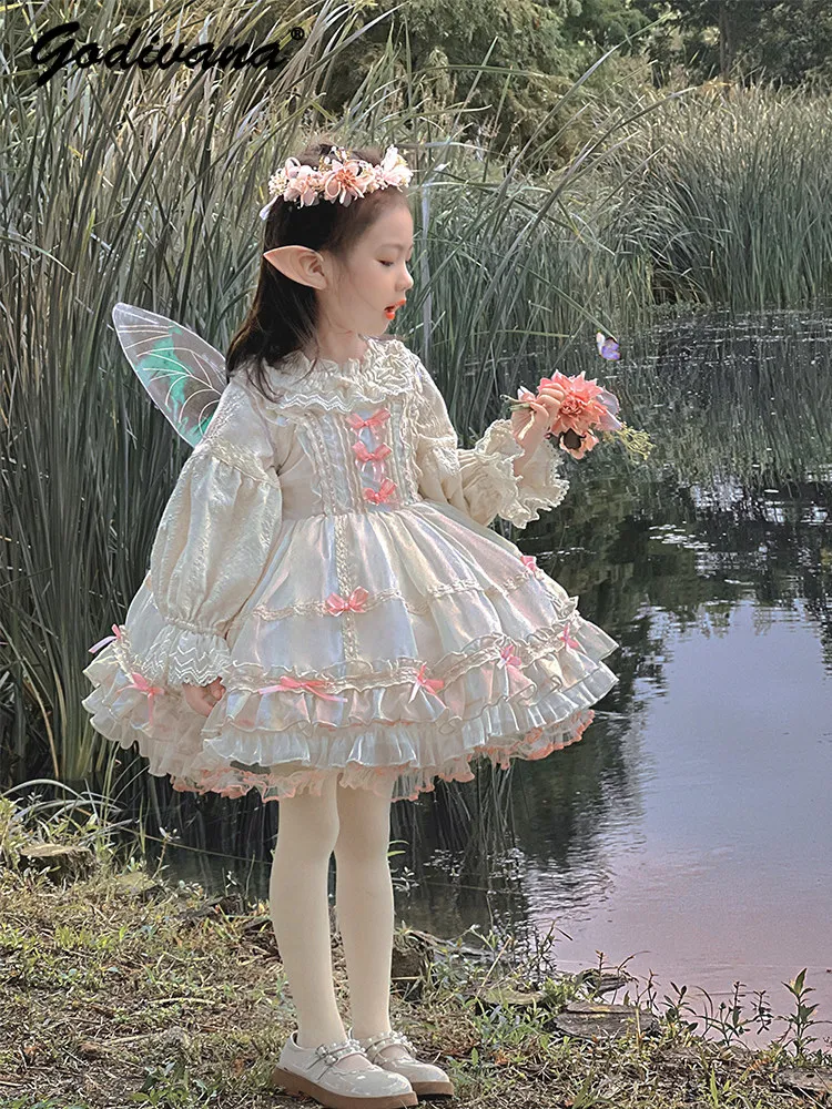 Sweet Girls 2026 New Spring and Summer Princess Lolita Dress Kids Ruffle Trim Lace Embroidery Bow Slip Dress and Blouse 2pcs Set
Sweet Girls 2026 New Spring and Summer Princess Lolita Dress Kids Ruffle Trim Lace Embroidery Bow Slip Dress and Blouse 2pcs Set