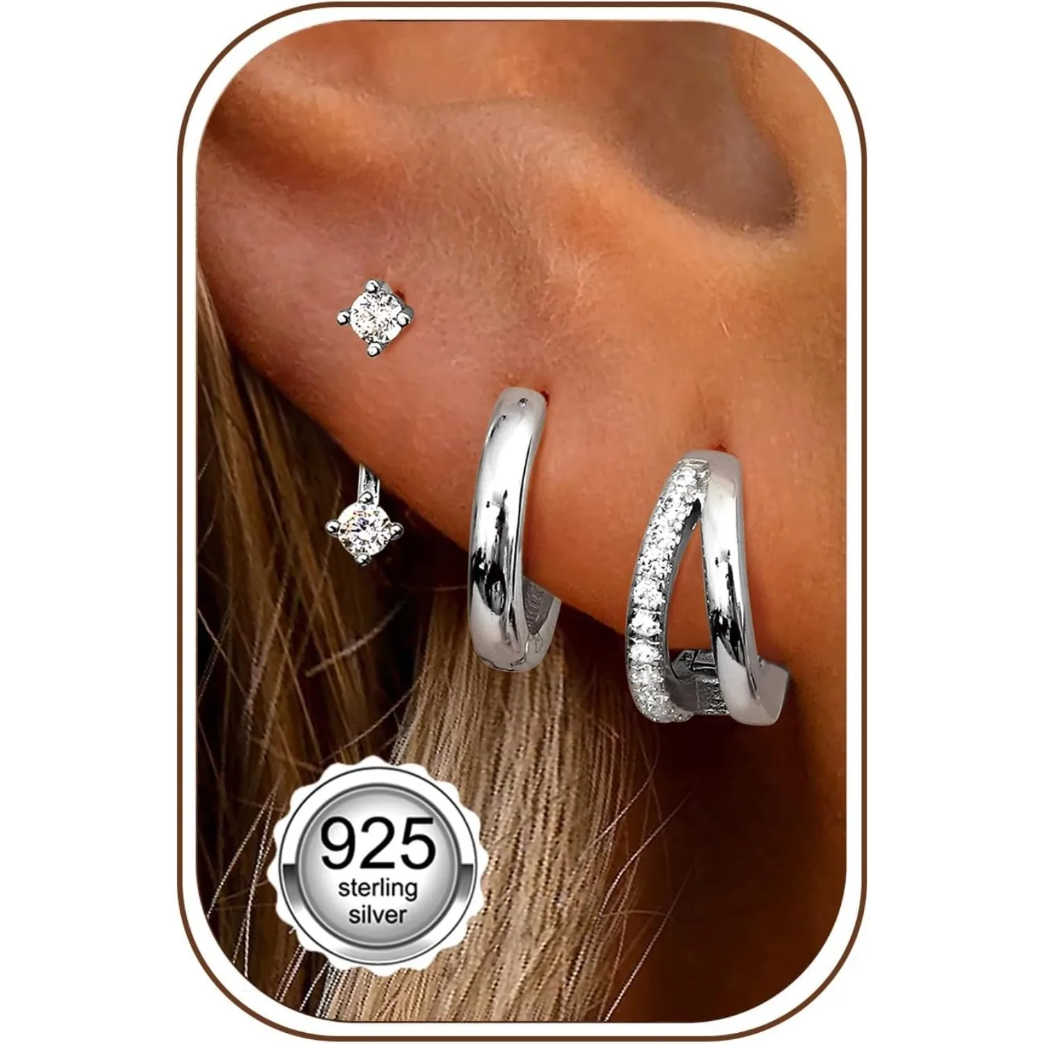 Fansilver 3Pairs Sterling Silver Stud Hoop Earrings for Women Earring Stacks Set Cartilage Earring Sets for Multiple Piercings
Fansilver 3Pairs Sterling Silver Stud Hoop Earrings for Women Earring Stacks Set Cartilage Earring Sets for Multiple Piercings