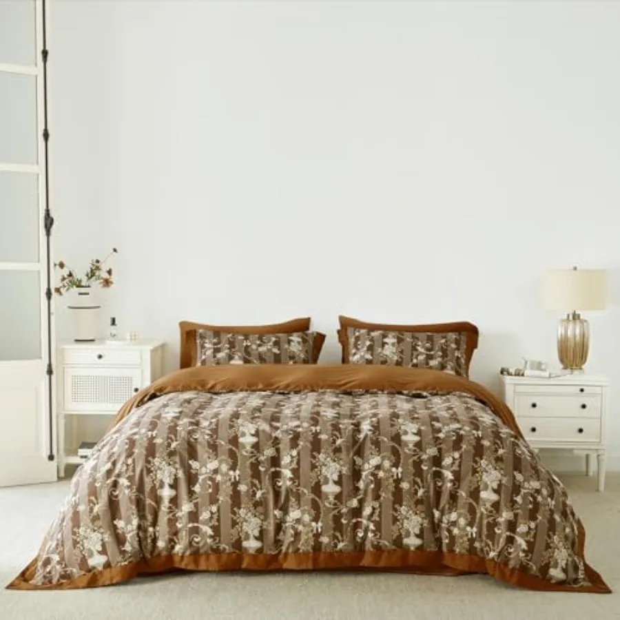 Boho Flower Duvet Cover Queen 100% Cotton 3 Pcs Set 1 Vintage Brown Floral Duvet Cover with Zipper Ties 2 Pillow Shams Rustic V
Boho Flower Duvet Cover Queen 100% Cotton 3 Pcs Set 1 Vintage Brown Floral Duvet Cover with Zipper Ties 2 Pillow Shams Rustic V