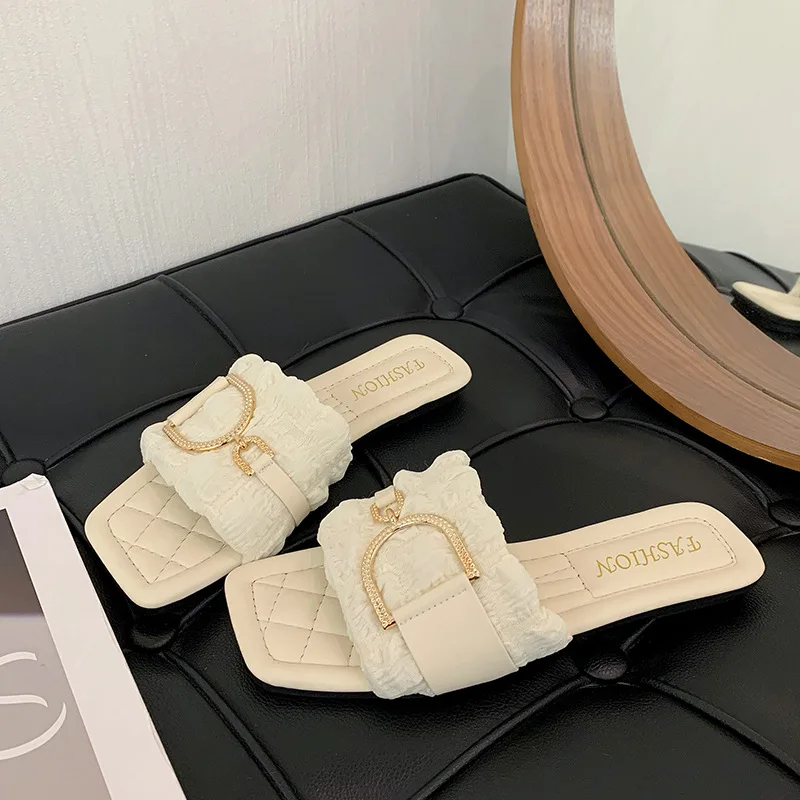 Summer New Women's Shoes Fashion Square Head Flat Slippers for Woman Comfort Vacation Casual Shoes Designer Shoes Zapatos Mujer
Summer New Women's Shoes Fashion Square Head Flat Slippers for Woman Comfort Vacation Casual Shoes Designer Shoes Zapatos Mujer