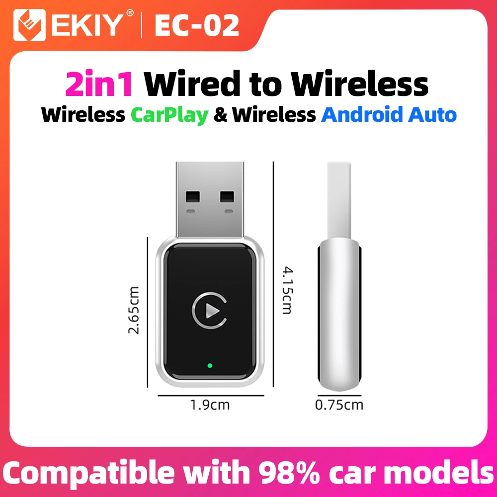 EKIY 2in1 Wireless CarPlay Dongle Wireless Android Auto Adapter AI Smart Box Car Intelligent Systems For Car With Wired CarPlay
EKIY 2in1 Wireless CarPlay Dongle Wireless Android Auto Adapter AI Smart Box Car Intelligent Systems For Car With Wired CarPlay