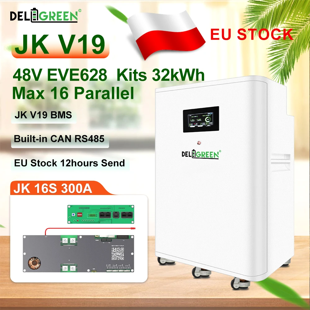 EU Stock EVE 48V628AH DIY Kits Lifepo4 Battery JKV19 BMS CAN RS485 2A Active Balancer VAT Free 32kWh DIY Battery Case 4 Parallel
EU Stock EVE 48V628AH DIY Kits Lifepo4 Battery JKV19 BMS CAN RS485 2A Active Balancer VAT Free 32kWh DIY Battery Case 4 Parallel