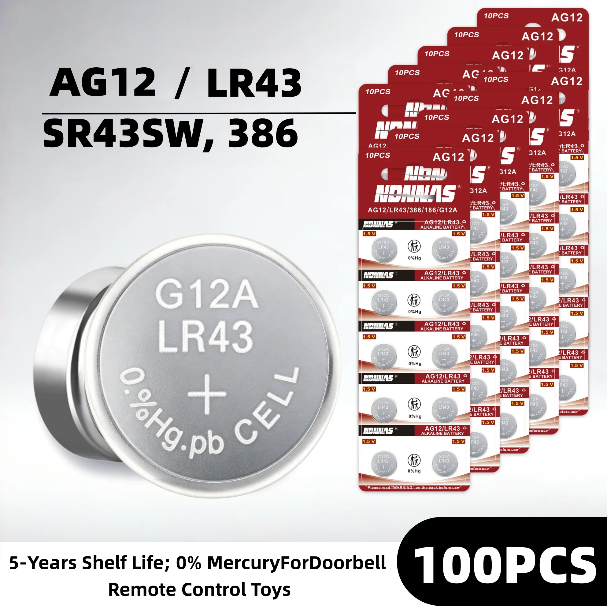 50PCS AG12 110mAh LR43 SR43SW 1.5V Alkaline Button Coin Cell Battery Compatible For Watch Key Fob Remote Clock Electronic Device
50PCS AG12 110mAh LR43 SR43SW 1.5V Alkaline Button Coin Cell Battery Compatible For Watch Key Fob Remote Clock Electronic Device