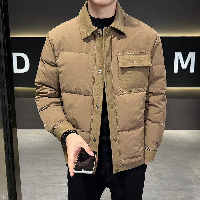 2025 men's solid color down jacket, new winter models, casual lapel white, duck down warm down jacket
2025 men's solid color down jacket, new winter models, casual lapel white, duck down warm down jacket