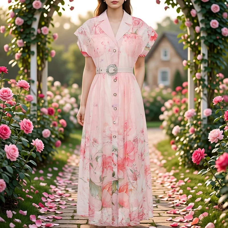 Travel Vacation Holiday Beautiful Bubble Sleeve Pink Large Flower Dress Country Style plus Size Fairy Short Sleeve Long Dress
Travel Vacation Holiday Beautiful Bubble Sleeve Pink Large Flower Dress Country Style plus Size Fairy Short Sleeve Long Dress