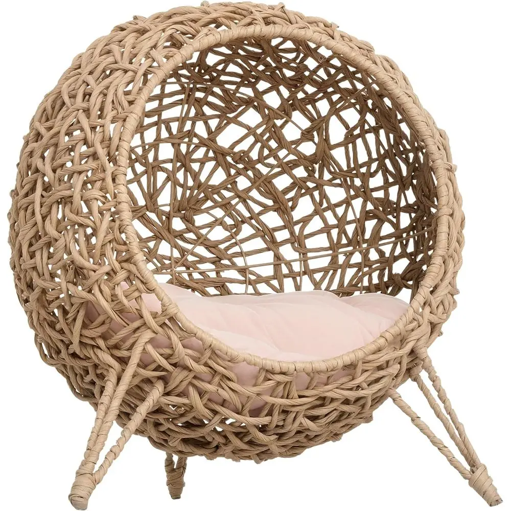 Приподнятый тканый домик для кошек с банановым листом и подушкой, металлический штатив, сохраняет корзину для кошек с возможностью выпадения.
Приподнятый тканый домик для кошек с банановым листом и подушкой, металлический штатив, сохраняет корзину для кошек с возможностью выпадения.