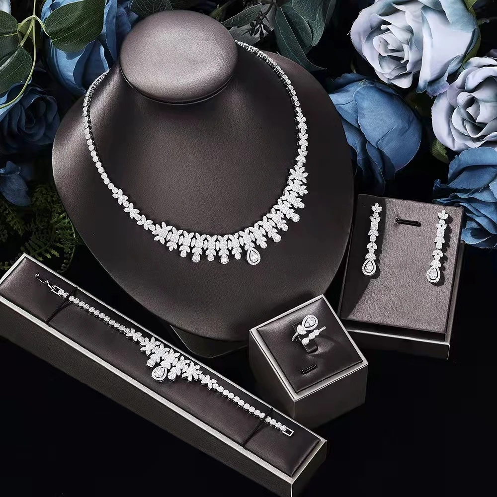 2024 Large Wedding Set Morocco CZ 4 Piece Luxury Bridal Jewellery Sets Fashion Styling Elegant Ladies Necklace and Earrings Sets
2024 Large Wedding Set Morocco CZ 4 Piece Luxury Bridal Jewellery Sets Fashion Styling Elegant Ladies Necklace and Earrings Sets