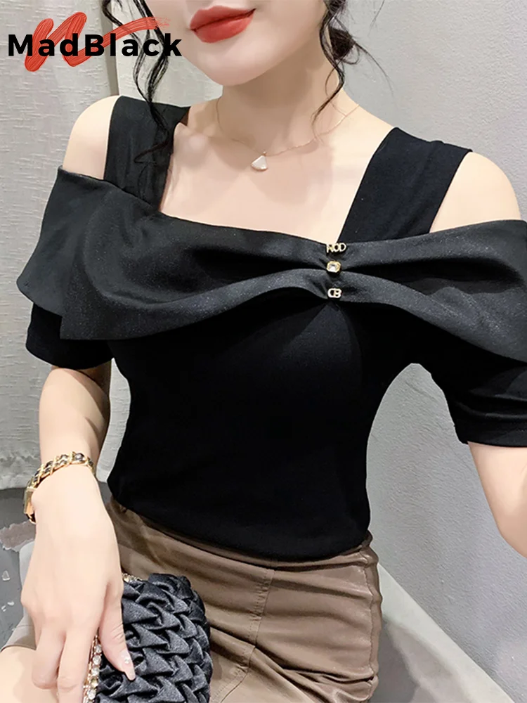 MadBlack Summer European Clothes Tshirts Women Sexy Off Shoulder Patchwork Bowtie Slim Tops Short Sleeve Tees New 2023 T35754M
MadBlack Summer European Clothes Tshirts Women Sexy Off Shoulder Patchwork Bowtie Slim Tops Short Sleeve Tees New 2023 T35754M