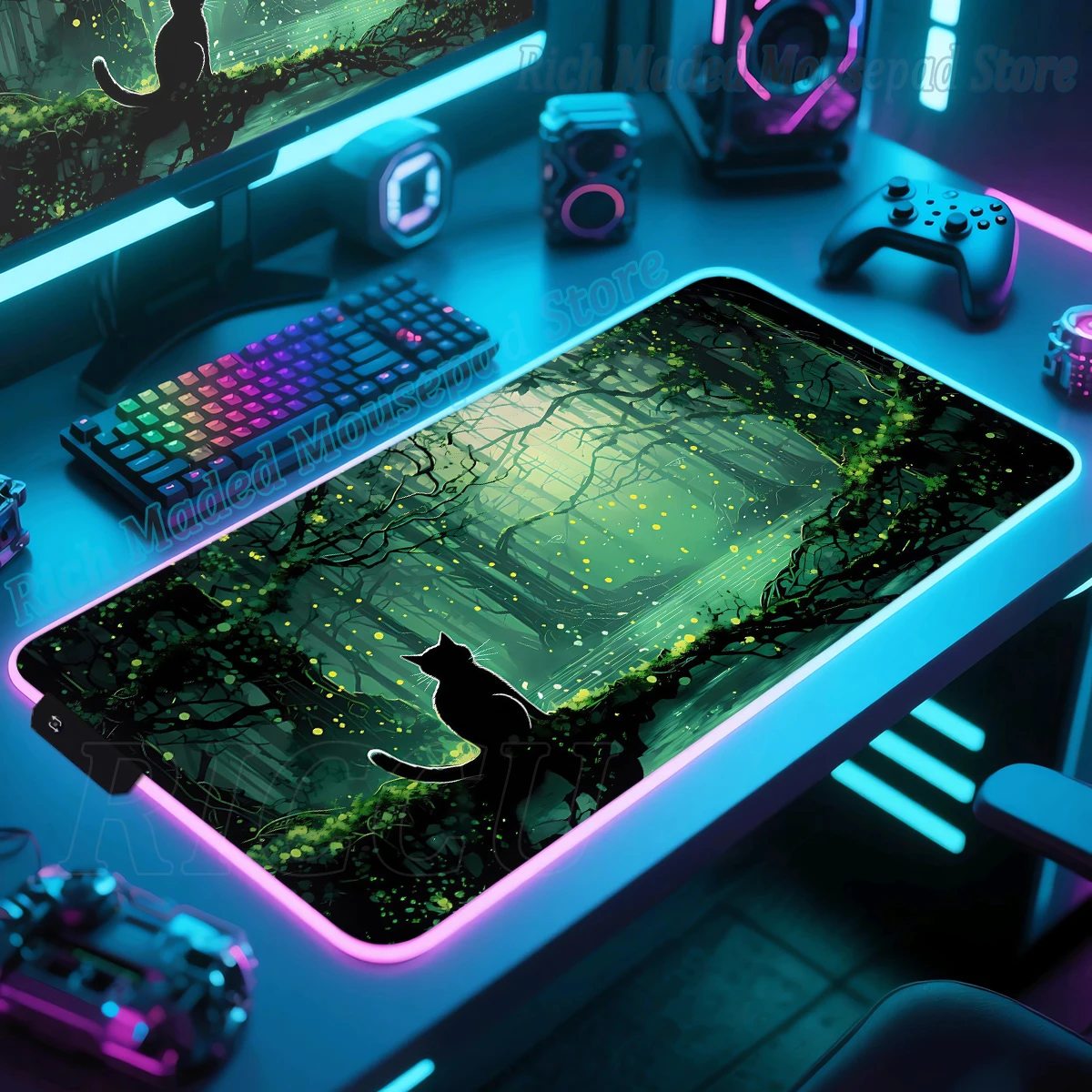 Anime Green Forest Black Cat Mouse Pad 400x900MM XXL Gamer Mouse Mat Office Large Table Mat plants Desk pad gaming Accessories
Anime Green Forest Black Cat Mouse Pad 400x900MM XXL Gamer Mouse Mat Office Large Table Mat plants Desk pad gaming Accessories