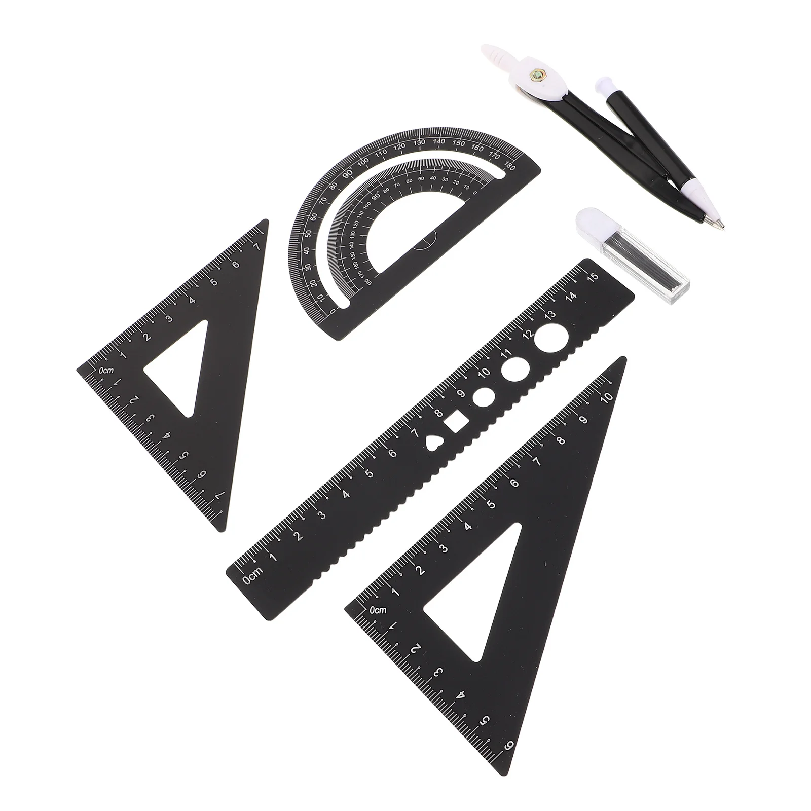 1 set 1 Black Aluminum Alloy Multi-Functional Ruler Set With 4 Rulers 1 Measuring Tools For Architectural
1 set 1 Black Aluminum Alloy Multi-Functional Ruler Set With 4 Rulers 1 Measuring Tools For Architectural