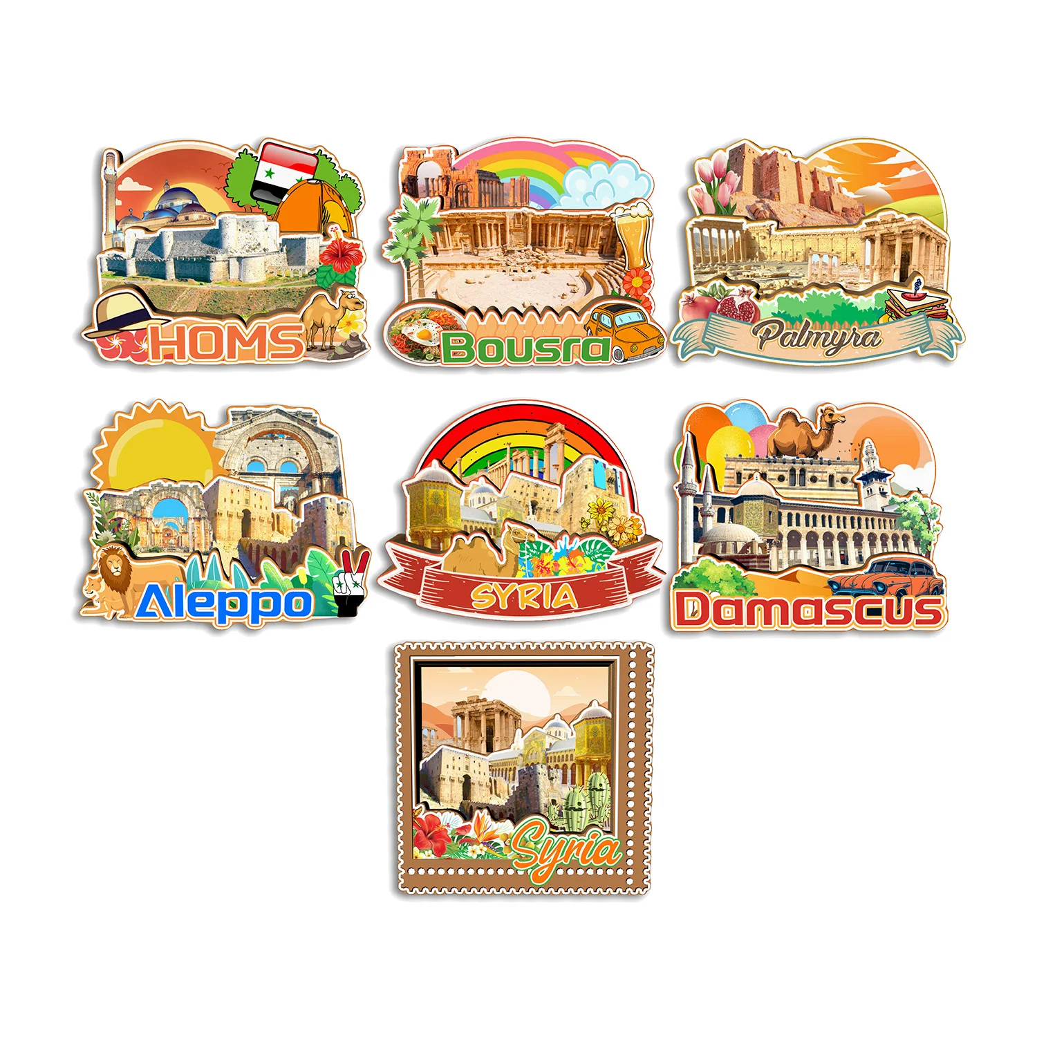 Damascus Aleppo Palmyra Bousra Homs Syria Fridge Magnet Travel Souvenir Gift Handmade Decorative Refrigerator Sticker Home
Damascus Aleppo Palmyra Bousra Homs Syria Fridge Magnet Travel Souvenir Gift Handmade Decorative Refrigerator Sticker Home