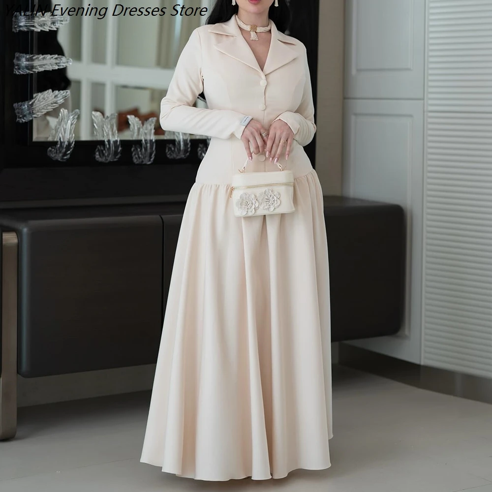 Women's A-line Evening Dresses Ankle-length V-neck Full Sleeve Prom Dresses Fashion Button Simple Draped Casual Customized Gowns
Women's A-line Evening Dresses Ankle-length V-neck Full Sleeve Prom Dresses Fashion Button Simple Draped Casual Customized Gowns