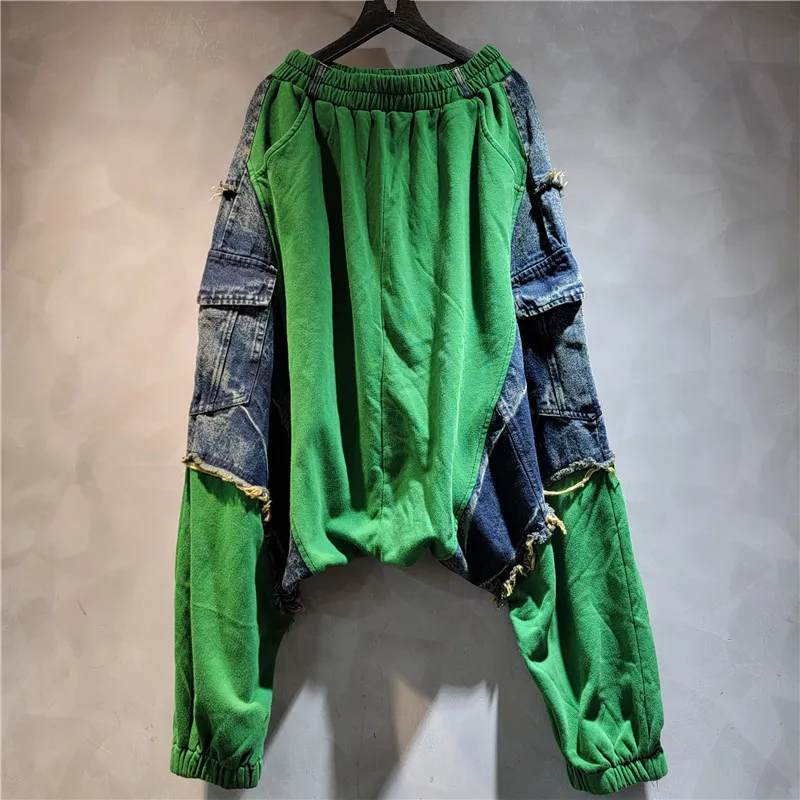 Fashion Vintage Contrast Color Elastic Waist Jeans Crotch Baggy Denim Pants HipHop Dance Performance Cowboy Trousers Streetwear
Fashion Vintage Contrast Color Elastic Waist Jeans Crotch Baggy Denim Pants HipHop Dance Performance Cowboy Trousers Streetwear