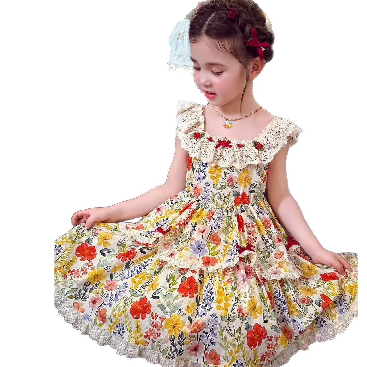 Girls' summer new lolita lace princess dress foreign style children's floral skirt
Girls' summer new lolita lace princess dress foreign style children's floral skirt